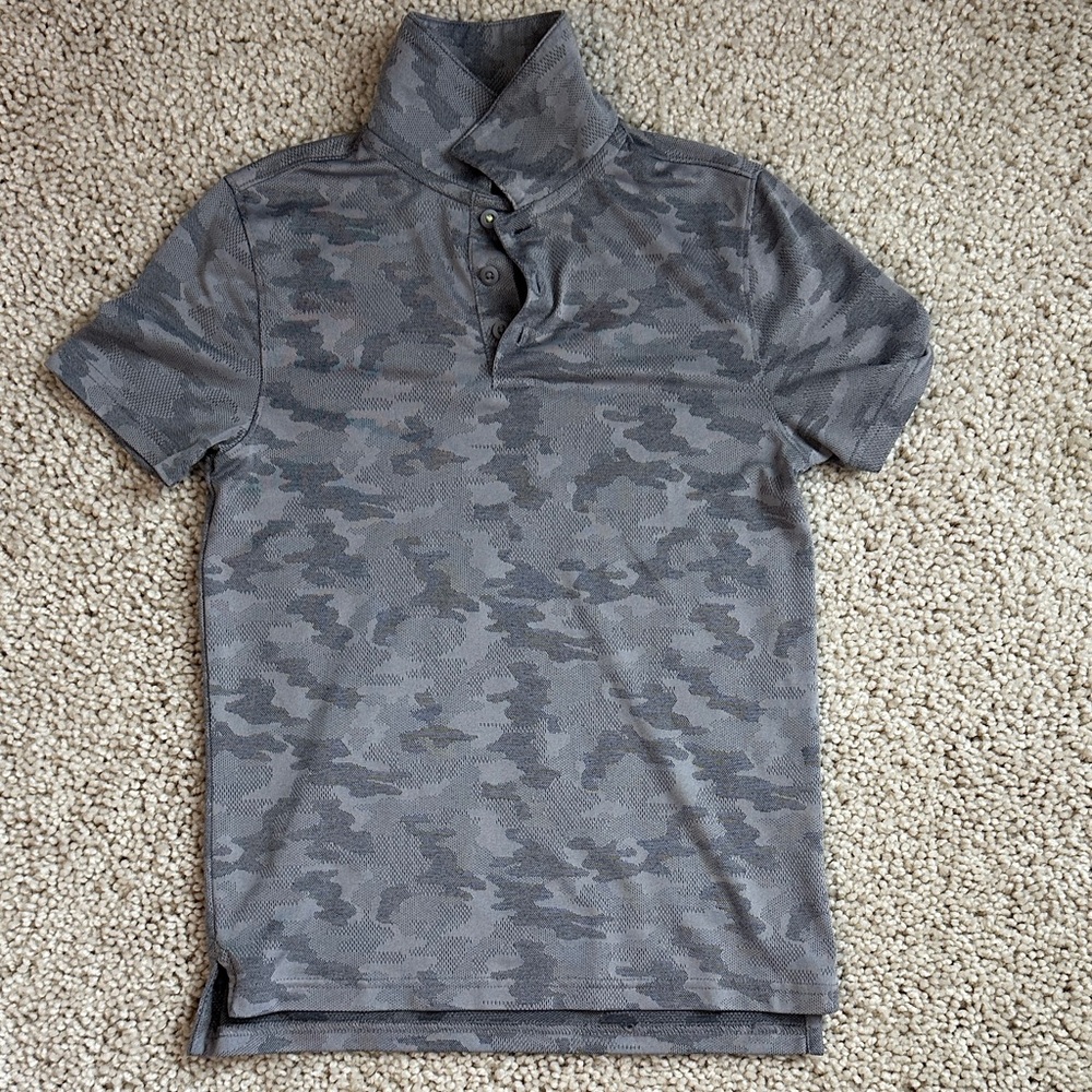 Boys Gray Camouflage Polo Shirt